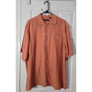 Barry Bricken Mens Linen Cotton Short Sleeve Button Down Shirt Size Large